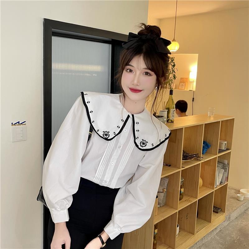 Áo Sơ Mi Trắng Tay Dài Cổ Búp Bê Thiết Kế Mới Thời Trang Mùa Thu Dành Cho