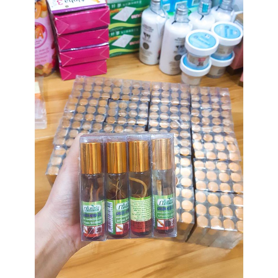 Lốc 12 chai dầu thái lăn nhân sâm thái lan Ginseng Green Herb Oil 8ml