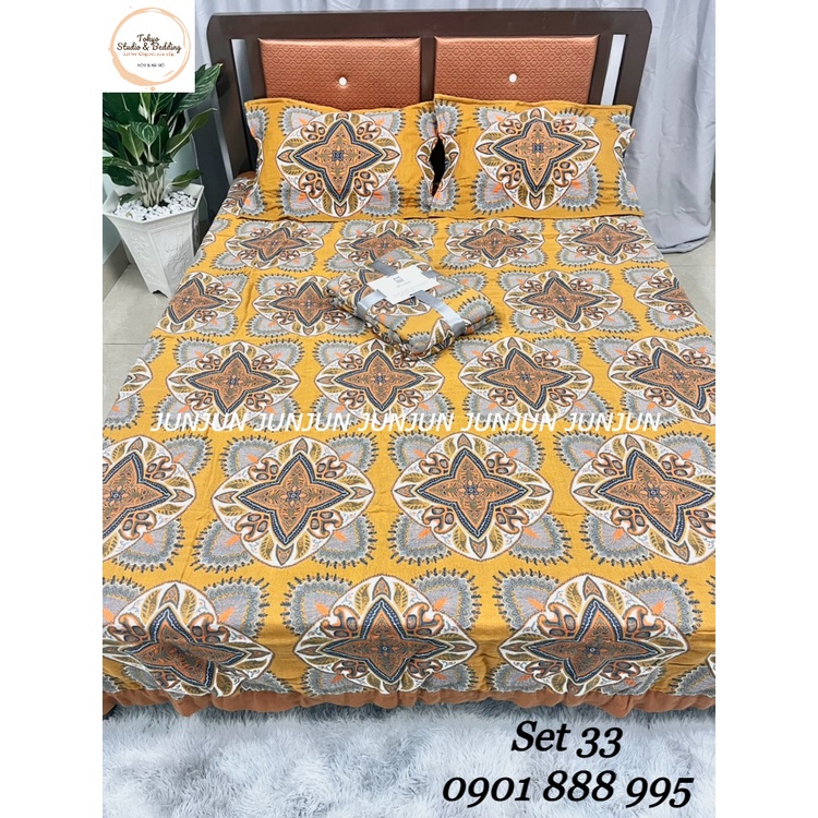 N5_SET Chăn Ga Gối vải Xô Organic cotton dòng cao cấp