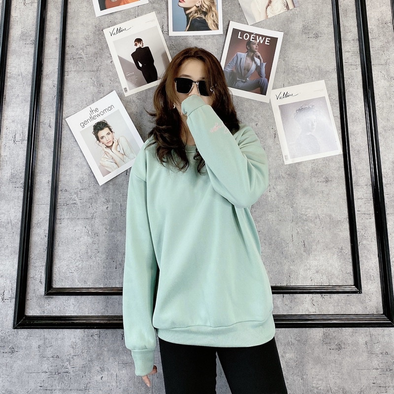 Áo sweater form rộng nam nữ unisex Thêu CRAYON áo nỉ tay dài trần bông chất nỉ Hàn Ulzang freesize 6 màu | BigBuy360 - bigbuy360.vn