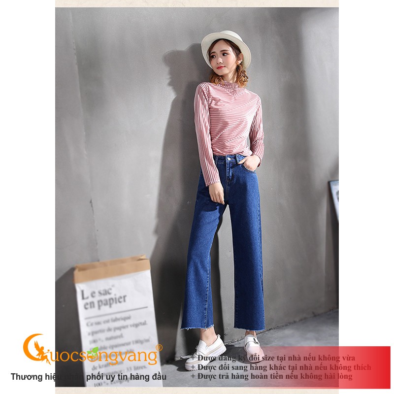 Quần jean nữ xẻ ống quần nữ ống đứng màu xanh biển GLQ092 Cuocsongvang