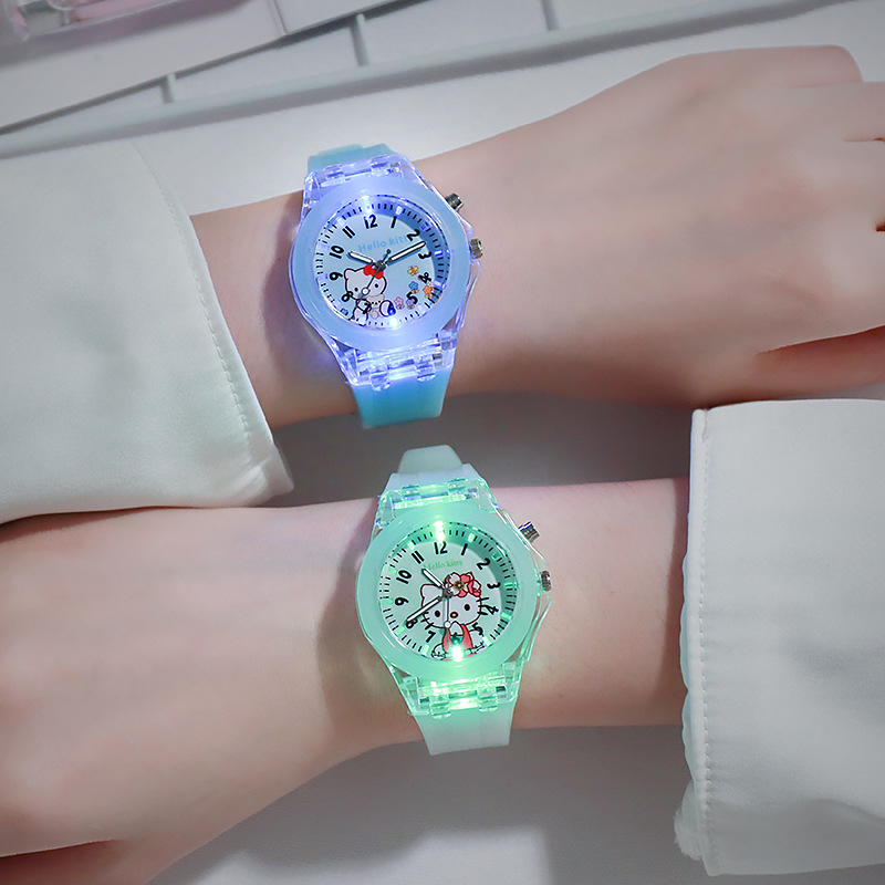 Đồng Hồ Đeo Tay Dây Silicon Hình Hello Kitty Xinh Xắn Dành Cho Bé