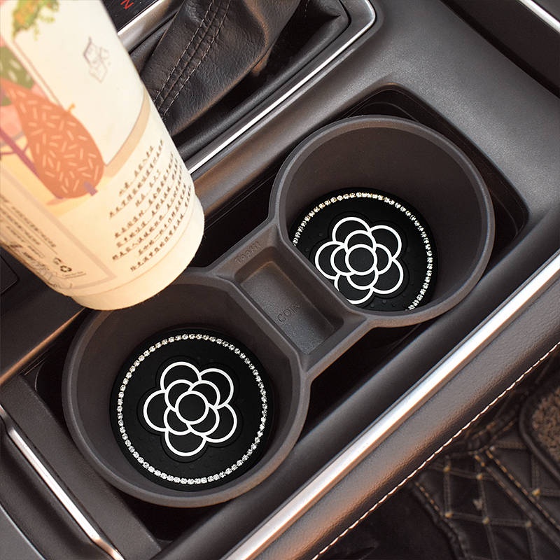 Miếng lót ly nước silicon camellia chống mài mòn trang trí đa năng thời trang cao cấp nội thất ô tô S3Un