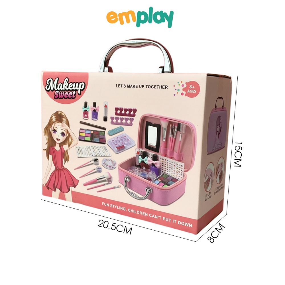 Đồ chơi làm nail cho bé gái, Đồ chơi trang điểm cao cấp dáng hộp có quai xách chất liệu thật an toàn cho bé