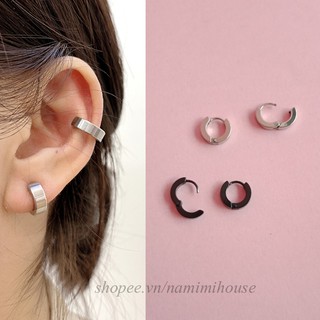 Bông tai unisex khoen tròn loại nhỏ dày chất lượng tốt  không gỉ phụ kiện trang sức hot trend KPOP