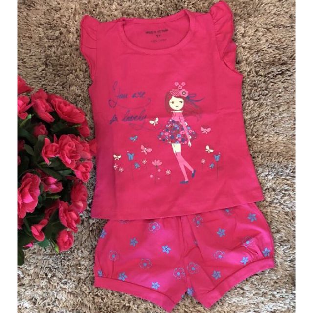 Bộ cotton siêu đẹp siêu mát cho bé gái mặc hè sz 10-24kg
