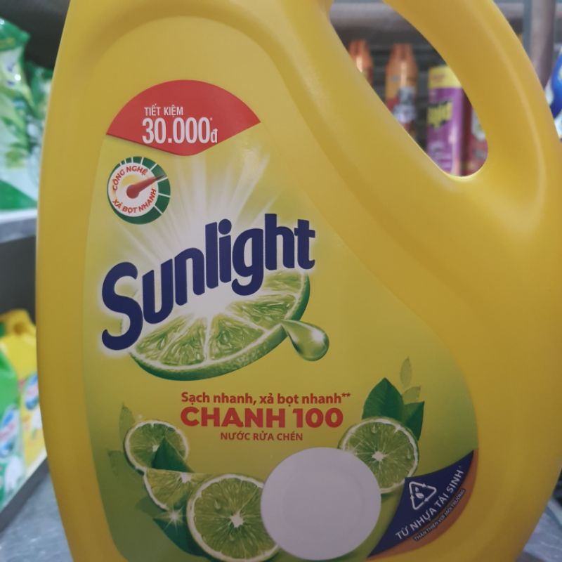 Nước rửa chén Sunlight Chanh 100 chiết xuất chanh tươi 3,6kg