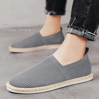 sale 12-12 Slip on nam - Giày lười vải nam - Vải dệt kim tạo hình 3D, 4 màu (đen), (xám), (xanh) và (trắng) - Mã 2931