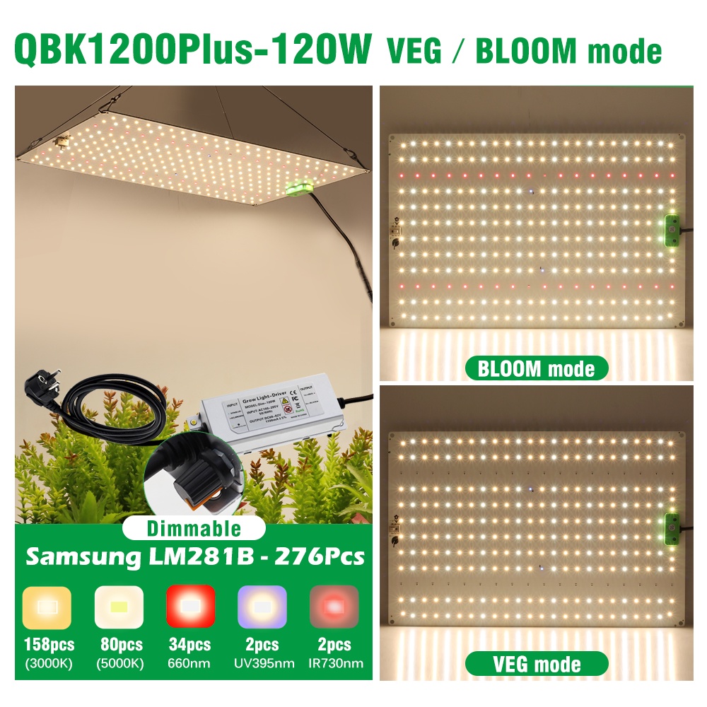 Bảng đèn phát triển cây trồng trong nhà lượng tử LED LM281B 550W 650W 850W 100W với đèn Phyto hồng ngoại UV