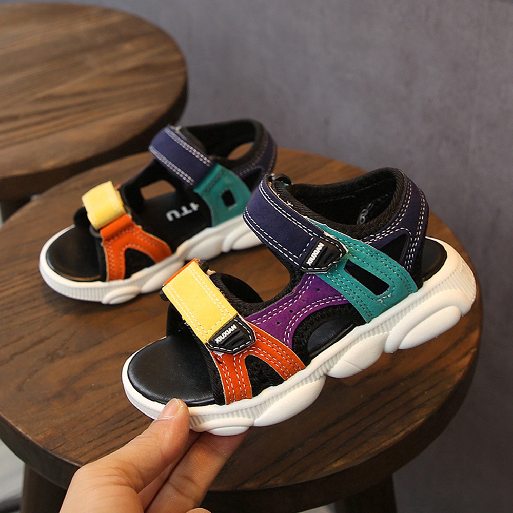 1-6 Years Kids Boys Sandals Infant Toddler Sandals Shoes Comfortable Colorful Leather Velcro Bear Sole Non-slip