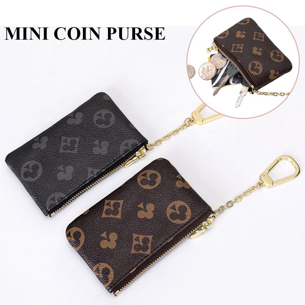 Ví Da Mini Có Khóa Kéo In Họa Tiết Cổ Điển Dành Cho Nữ