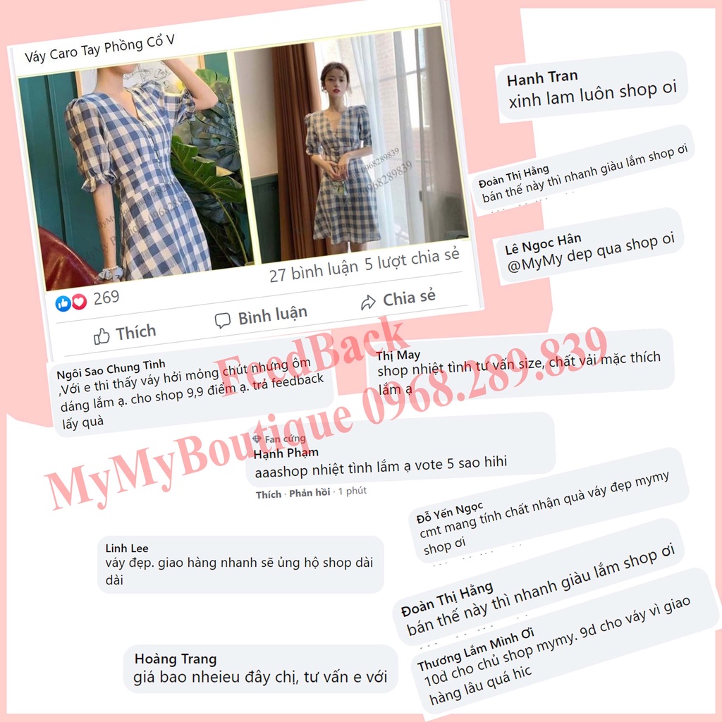 Váy Nữ Xinh, Váy Caro Tay Phồng Cổ V, Váy Bánh Bèo Tiểu Thư | BigBuy360 - bigbuy360.vn