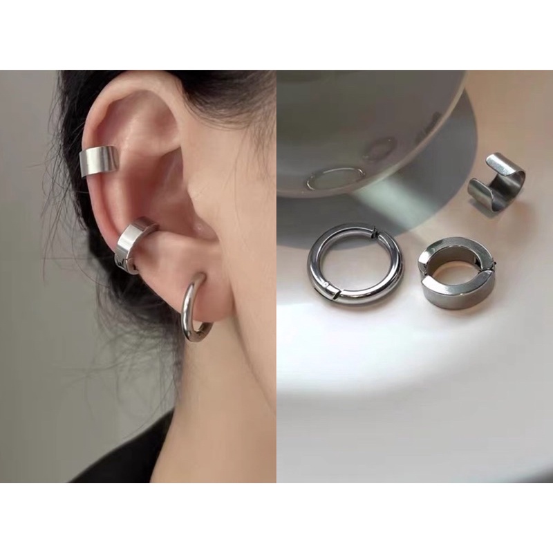 Khuyên tai thép titan không gỉ không cần bấm/ xỏ khuyên phong cách Hàn Quốc