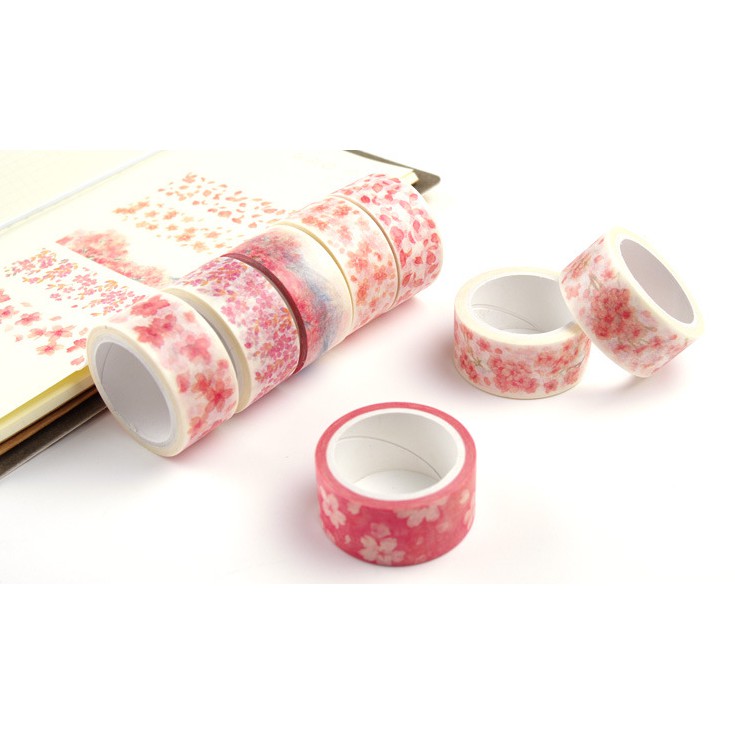 Băng Dính Washi Tape Hoa Anh Đào Sakura cả cuộn 7m trang trí sổ tay