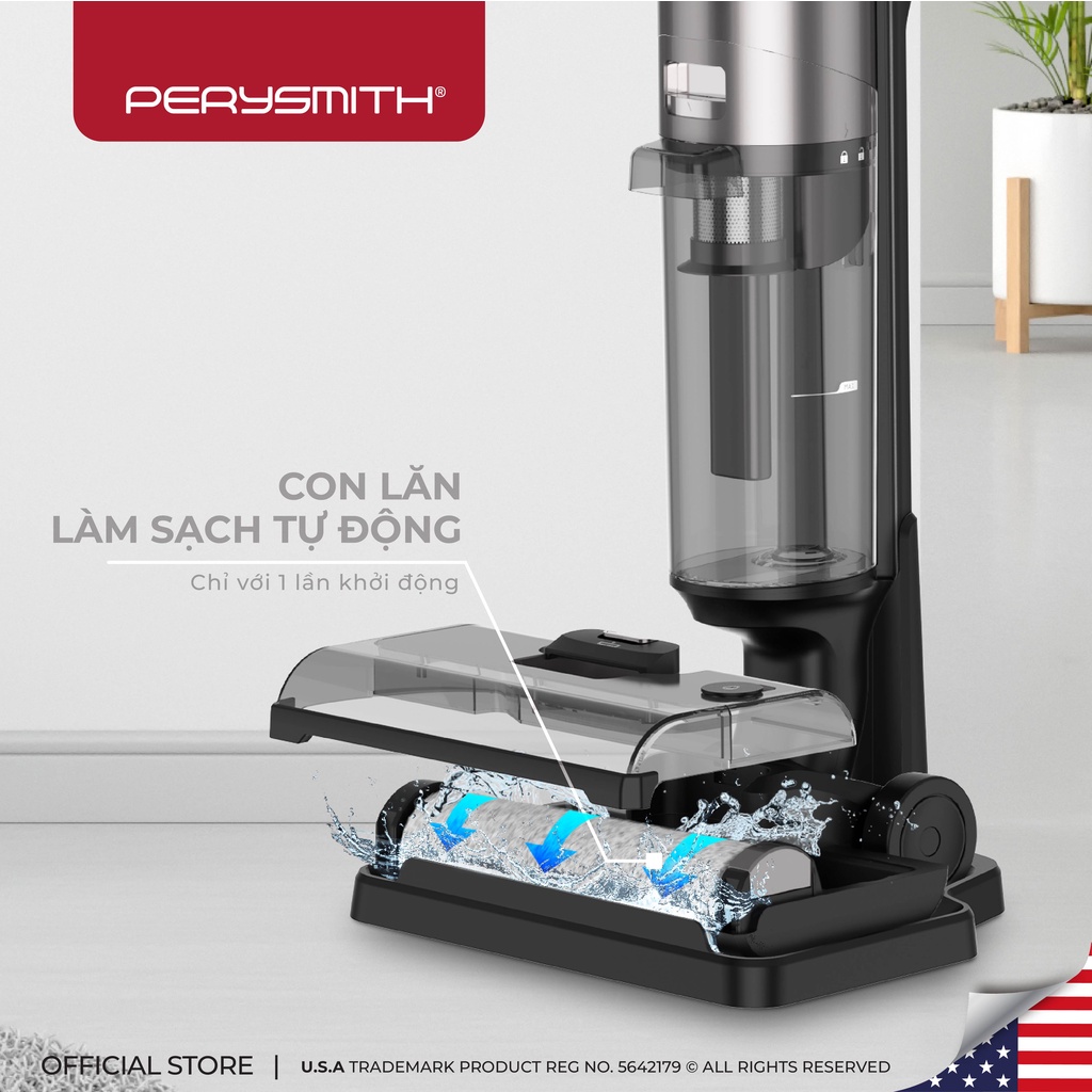 Máy hút bụi lau nhà không dây PerySmith Ai Series Ai9/Ai9 Pro, lực hút 12000Pa