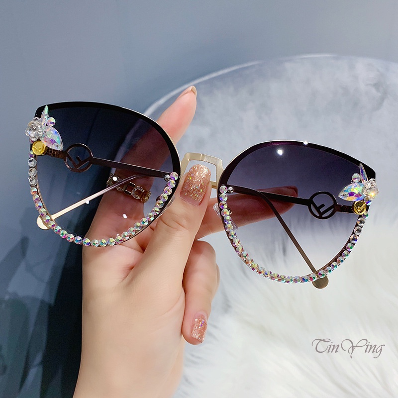 GETNOIVAS Kính Mát Tròn Đính Đá Lấp Lánh Chống Tia UV400 Thời Trang Cho Đi Du Lịch