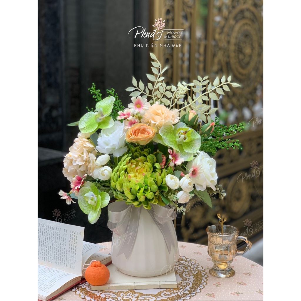 [Mã BMBAU50 giảm 7% đơn 99K] Bình hoa lụa decor trang trí phong cách hiện đại PKND FLOWERS &amp; DECOR