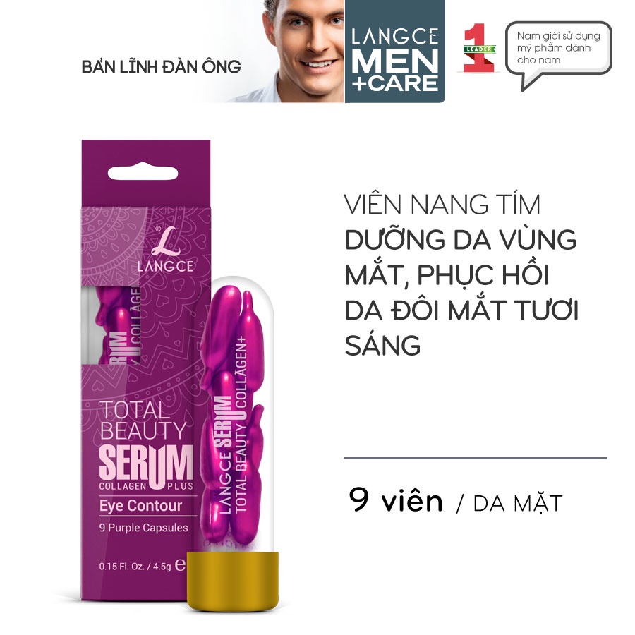 Serum Collagen+ Đẹp Da Viên Nang Tím (9 Viên) TẶNG Gel Vệ Sinh 100ml LANGCE dành cho Nam