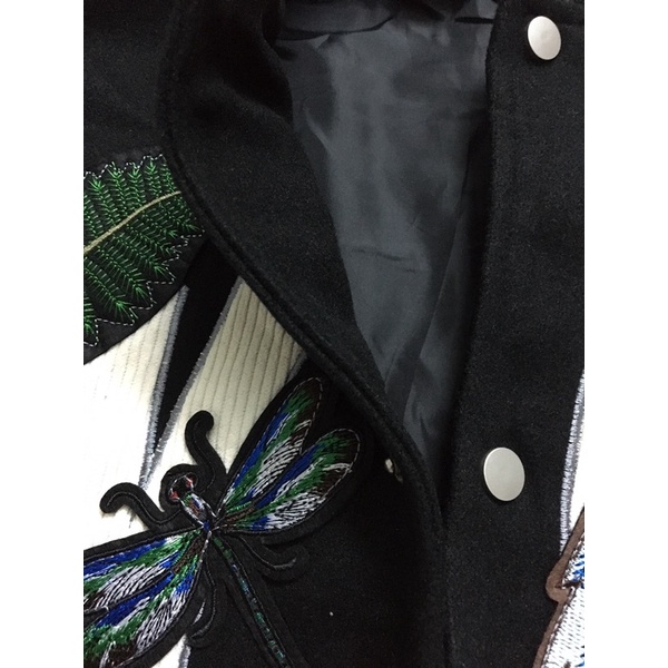 Áo Varsity jacket Animal Tee-ayy hình thêu tay nhung