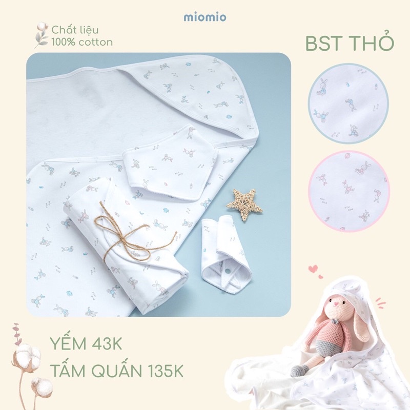 Tấm Quấn Sơ Sinh 1 Lớp Miomio, dành cho bé trai bé gái chất liệu 100% cotton - Freesize