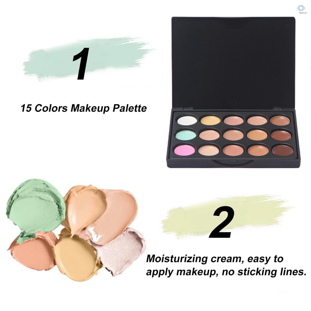 Bảng kem che khuyết điểm 15 màu kèm cọ trang điểm
 | BigBuy360 - bigbuy360.vn