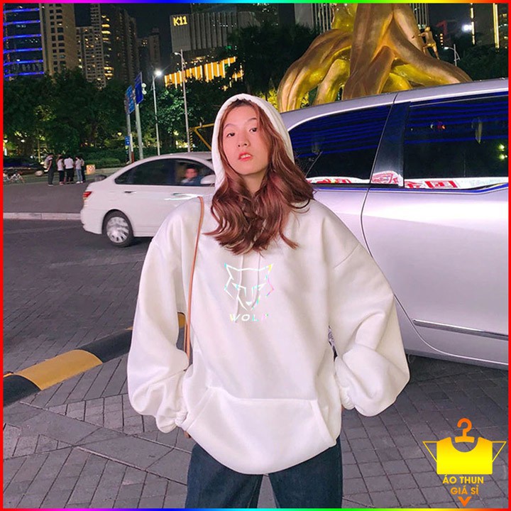 Áo khoác Hoodie nỉ ngoại cao cấp in hình Sói phản quang Nam Nữ