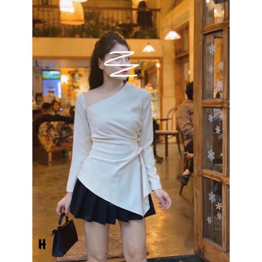 𝐂ự𝐜 𝐑ẻ (Ảnh thật) Áo nữ xinh tay phồng kết hạt lệch vai sang chảnh hot trend ' ' ' . .