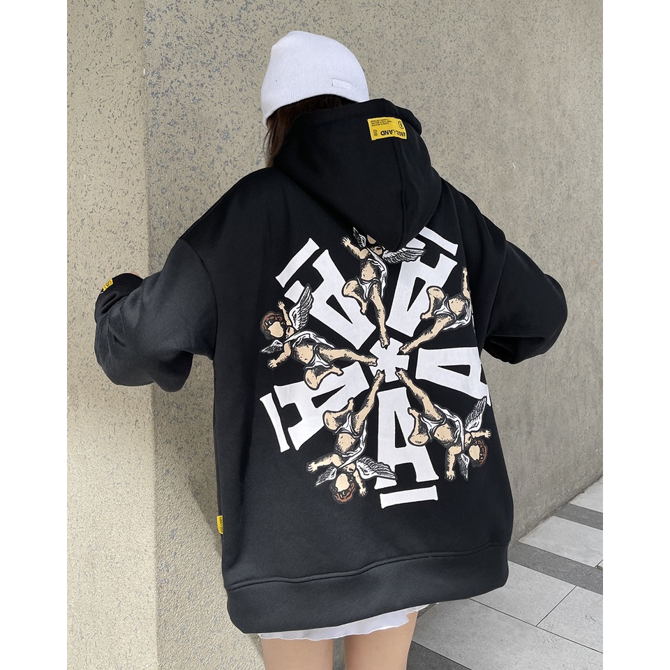 Áo Khoác Hoodie Angel-Land The Fives Black Hoodie Nỉ Bông - T5B