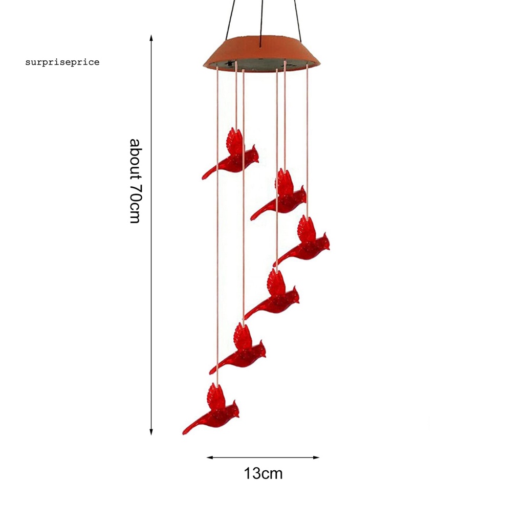 Chuông Gió Có Đèn LED Năng Lượng Mặt Trời Hình Chú Chim Độc Đáo Trang Trí Nhà Cửa / SPA