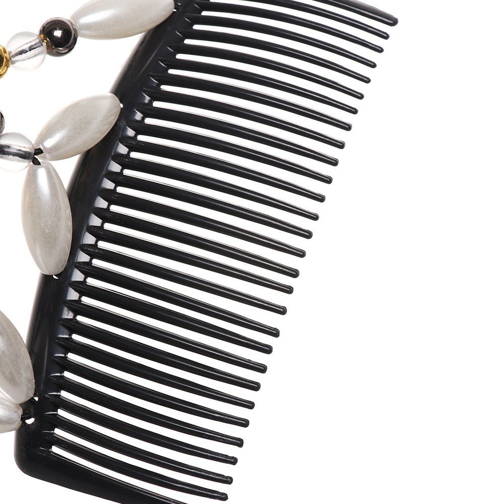 Lược Kẹp Tóc Dạng Lược Đôi Co Giãn Đính Hạt Nhiều Màu Dành Cho Nữ