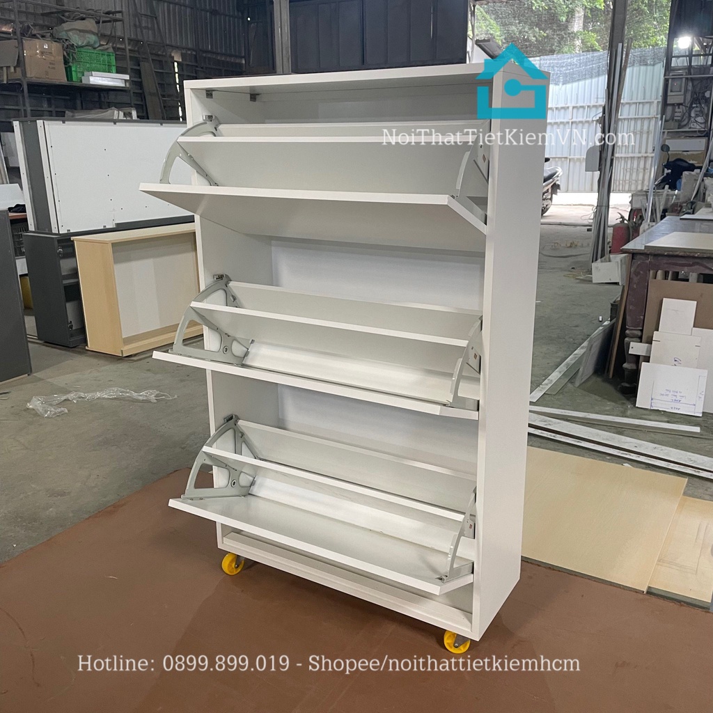 Tủ Giày Thông Minh có bánh xe di chuyển Giá Rẻ - MDF Phủ Min Trắng (HÀNG ĐÃ LẮP RÁP) - TG8989