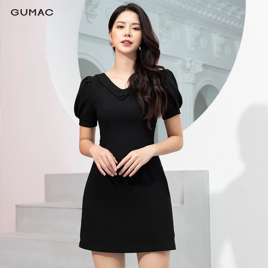 [Mã WAGU12 giảm 20% tối đa 50k đơn 150k] Đầm cổ tim phối nút GUMAC DA9242 | BigBuy360 - bigbuy360.vn