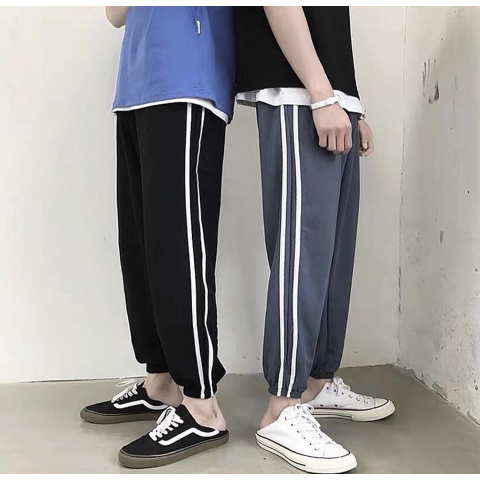 [FREESHIP-HÀNG LOẠI 1] Set Jogger Line Phối Thun Unisex Mèo, Set quần thể thao sọc phối áo phông in hình dễ thương - S6