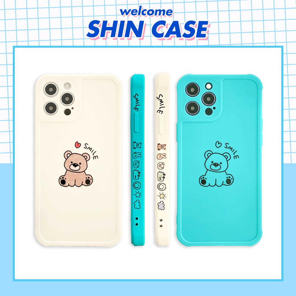 Ốp lưng iphone Smile Bear cạnh vuông in hình viền 5/5s/6/6plus/6s/6splus/7/7plus/8/8plus/x/xs/11/12/pro/max/plus/promax | BigBuy360 - bigbuy360.vn