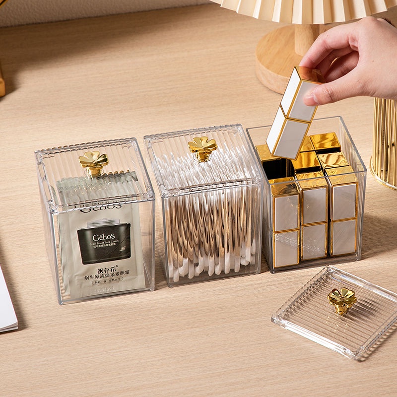Hộp Lưu Trữ Mỹ Phẩm Hộp đựng Tăm Bông Hộp đựng đồ Trang Sức Hộp Lưu Trữ Trong Suốt