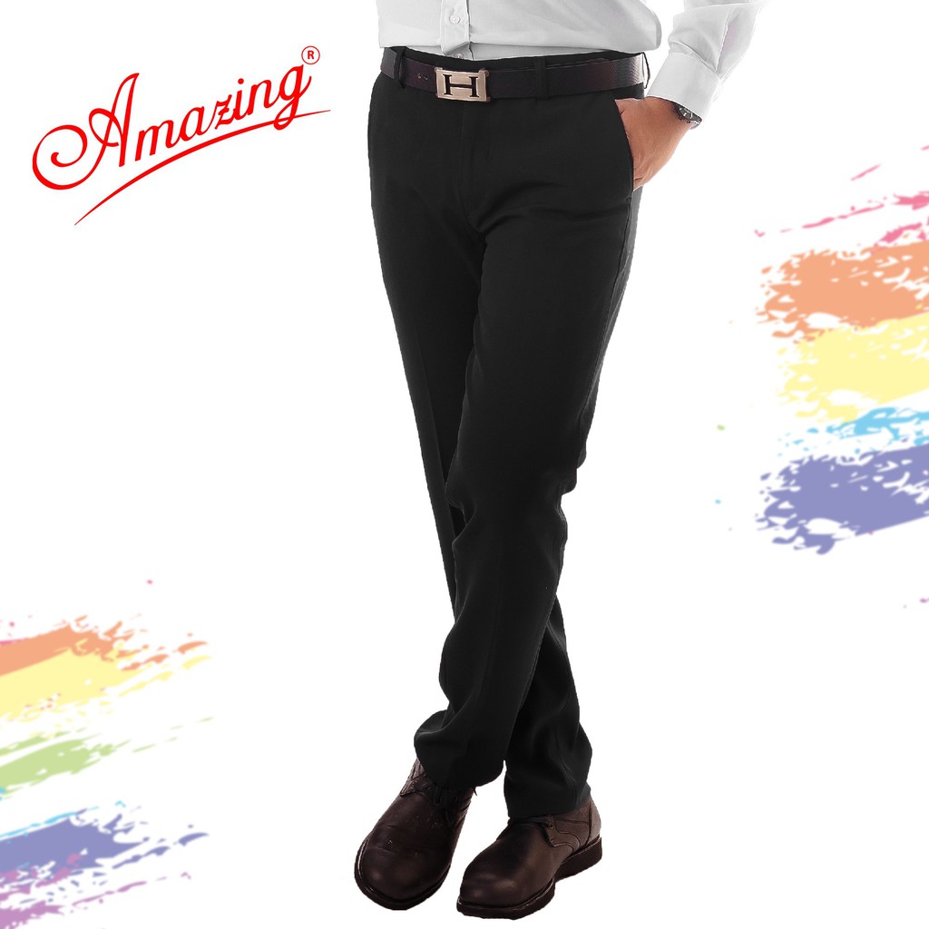 Quần tây âu Amazing form body Hàn Quốc, ống côn, chất liệu co giãn, đồng phục học sinh màu đen và xanh đen