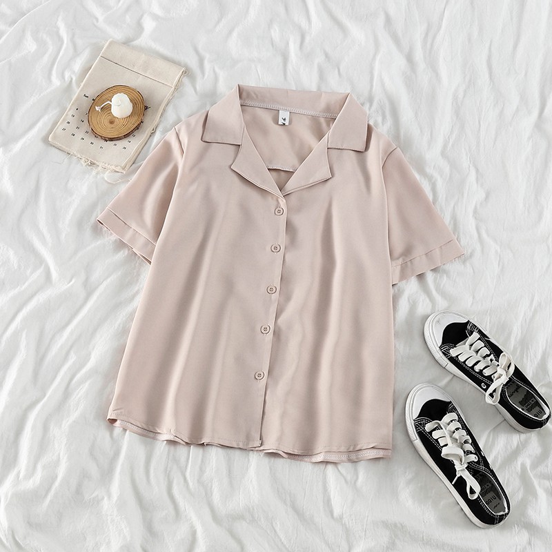 Áo Sơ Mi Voan Tay Ngắn Cổ Bẻ Thiết Kế Trẻ Trung Hợp Thời Trang | BigBuy360 - bigbuy360.vn