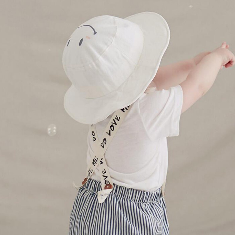 Nón Tai Bèo Che Nắng Bằng Cotton Thoáng Khí In Họa Tiết Mặt Cười Dễ Thương Thời Trang Đi Biển Cho Bé Sự Bảo Vệ