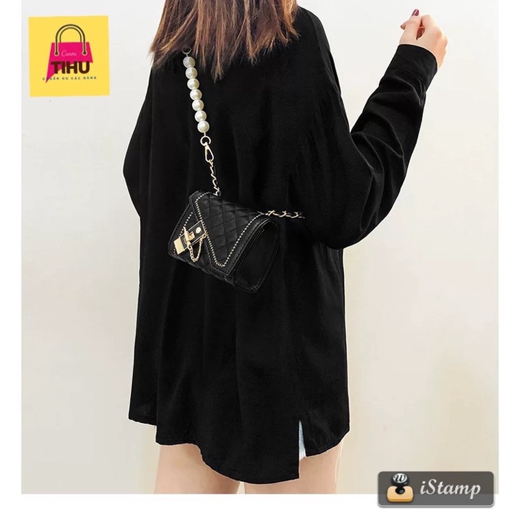 Túi Xách Nữ, túi da chần trám quai xích mix ngọc đeo chéo đi chơi, đẹp, cao cấp