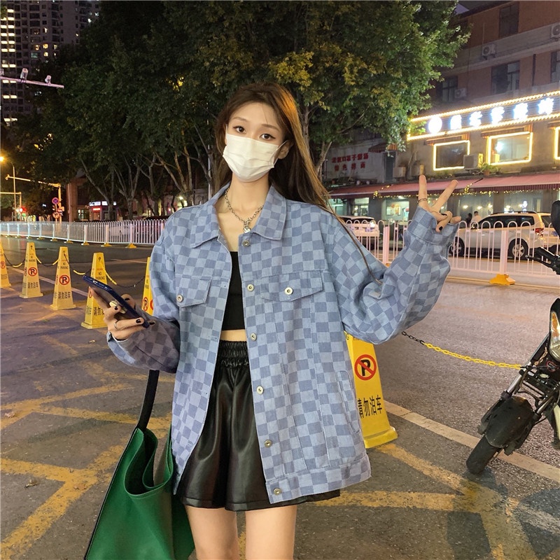 Áo sơ mi caro tay dài thời trang cho nữ