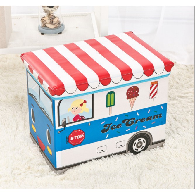 HÀNG LOẠI 1 - Thùng đựng đồ chơi cho bé thùng đựng đồ cho bé xe bán kem màu xanh