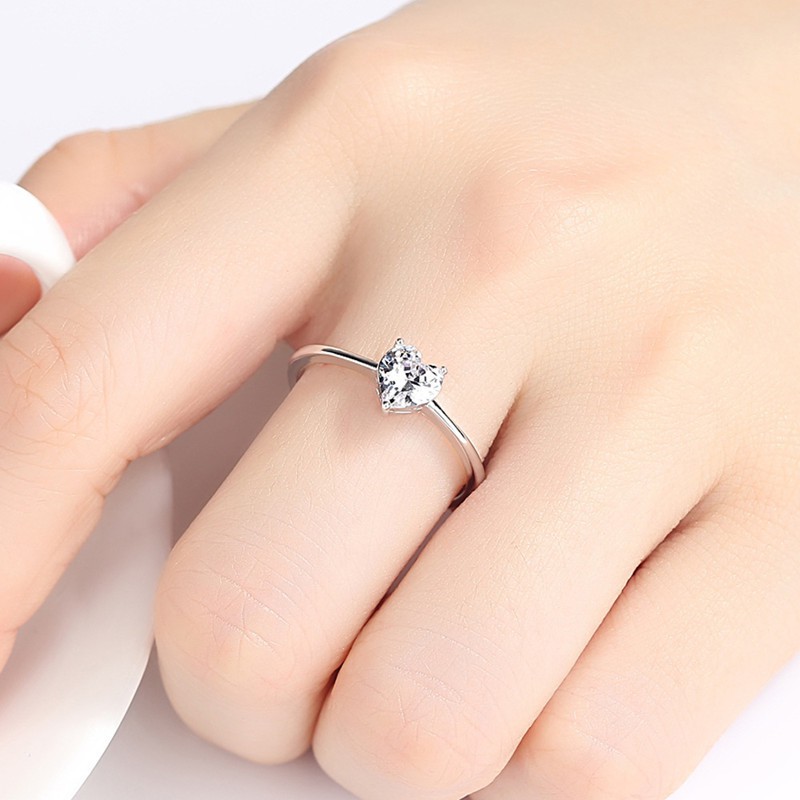 Nhẫn thời trang cho nữ Mẫu bạc Tấm chất liệu hỗn hợp sang trọng tôn tạo zircon cho đám cưới