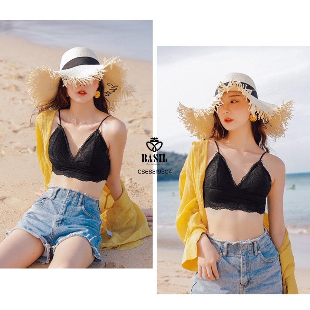 Áo lót ren Basil SS02 nữ cup tam giác không gọng mút mỏng chất mềm