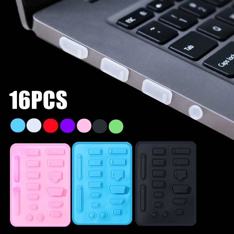 Set 16 Nút Silicone Đậy Cổng Sạc USB Chống Bụi Cho Laptop Máy Tính