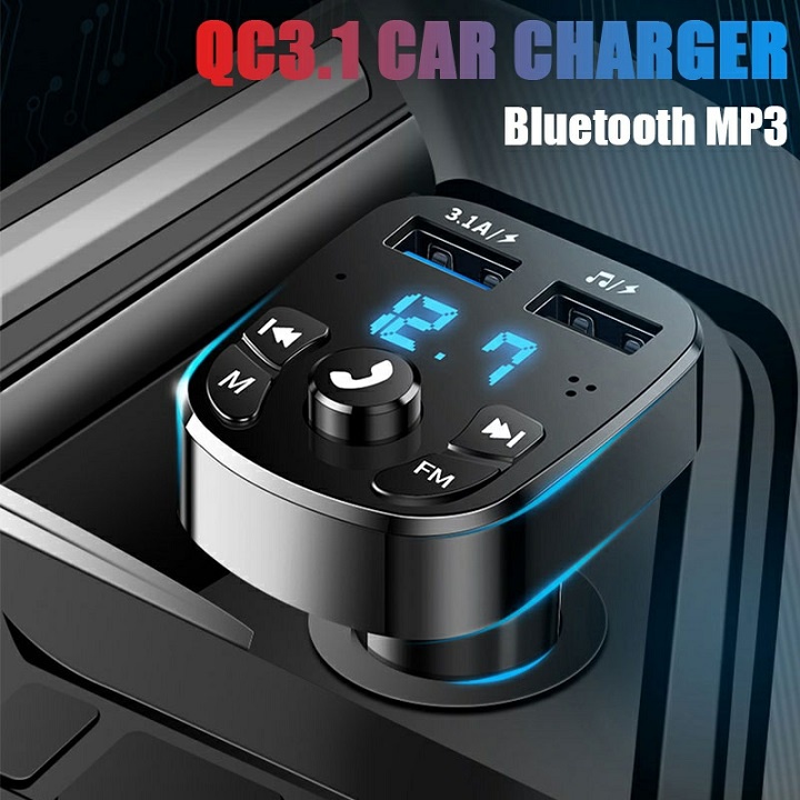 Tẩu Sạc Ô Tô CARRACING Sạc Ô Tô Bluetooth 5.0 Tốc Độ Nhanh 3.0 NÚT MENU VÀ FM nội thất phụ kiện và cũng là đồ chơi
