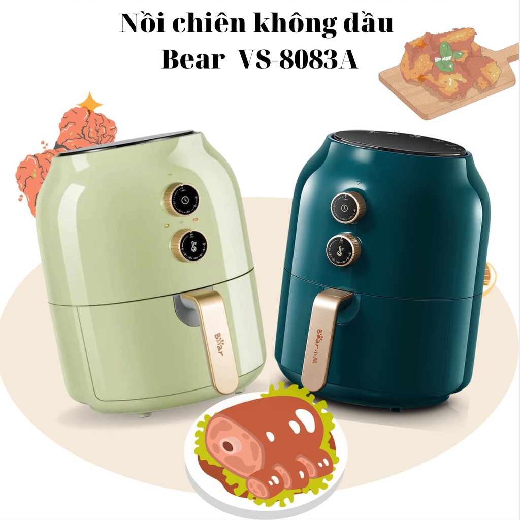 (BH 18 THÁNG) Nồi chiên không dầu 3.5L Bear Air Fryer VS-8083A - Đa chức năng, tự động thông minh - Bảo hành 18 tháng