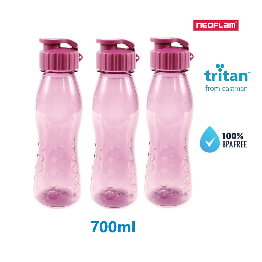 [Hàng chính hãng] Combo 3 bình đựng nước bằng nhựa Tritan - Fliptop Neoflam - 700ml, 100% BPA Free, dùng được nước sôi.