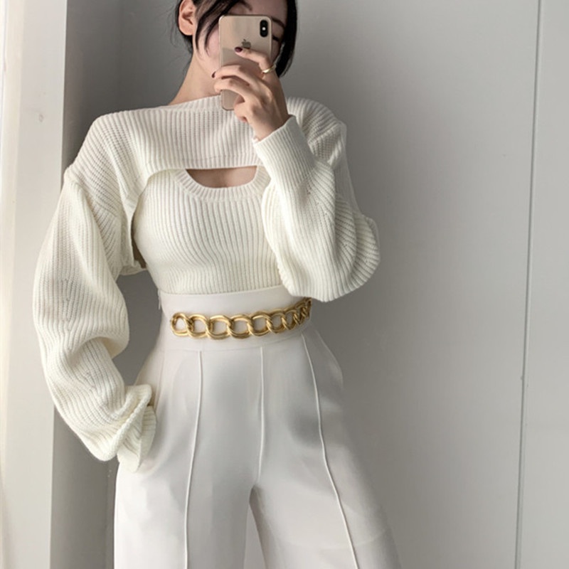 Set Áo Len Nữ Dài Tay Khoét Ngực Hàng Quảng Châu Cao Cấp - Set Áo 2 Món Phong CáchTiểu Thư Cực sang Chảnh - A300