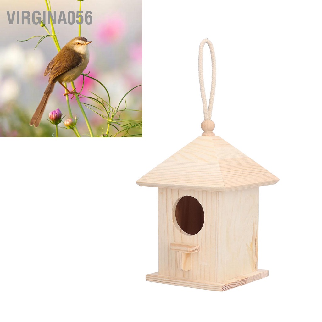Có thể bán buôn Nhà nuôi chim bằng gỗ có dây treo bền cho sân vườn Sân cửa sổ Virgina056 Hàng giao ngay