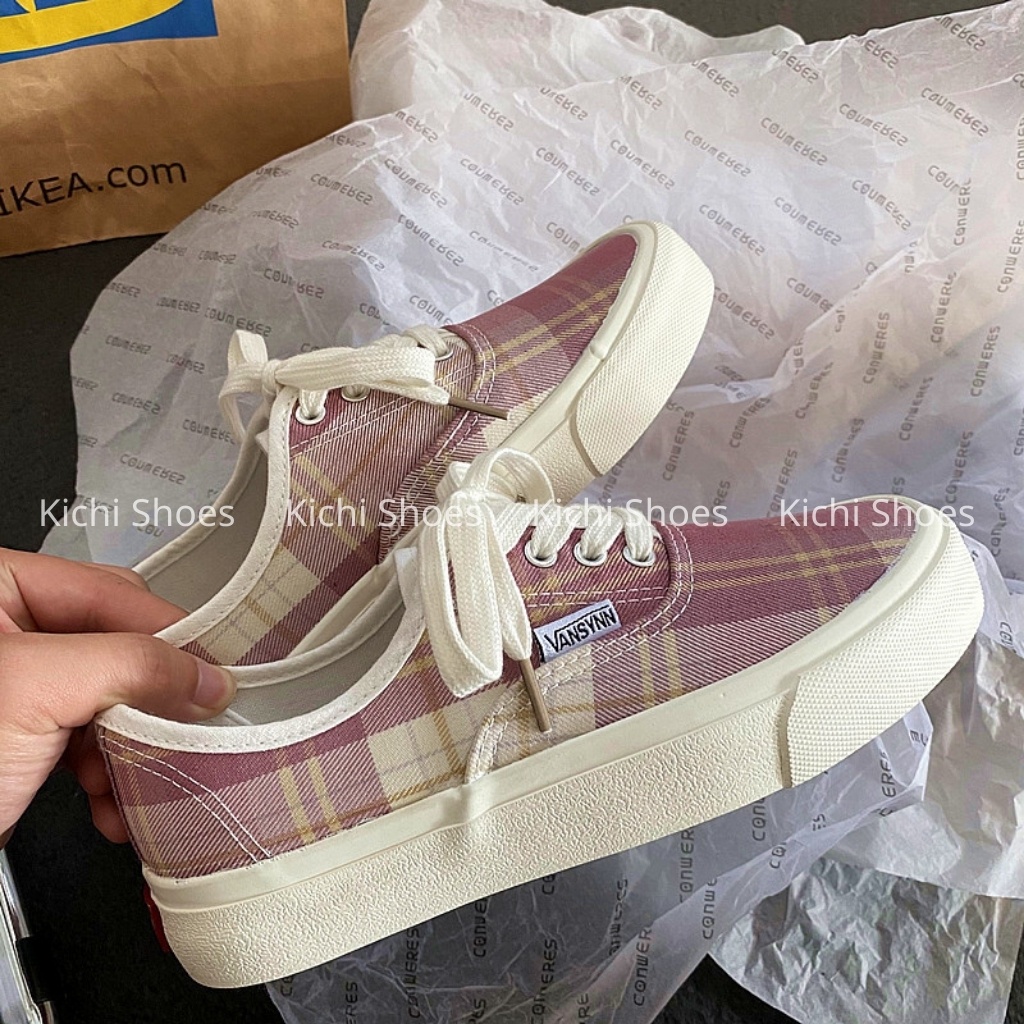 Giày vải canvas cổ thấp đế bằng phong cách Ulzzang cho nữ - Kichi Shoes mã JL6920